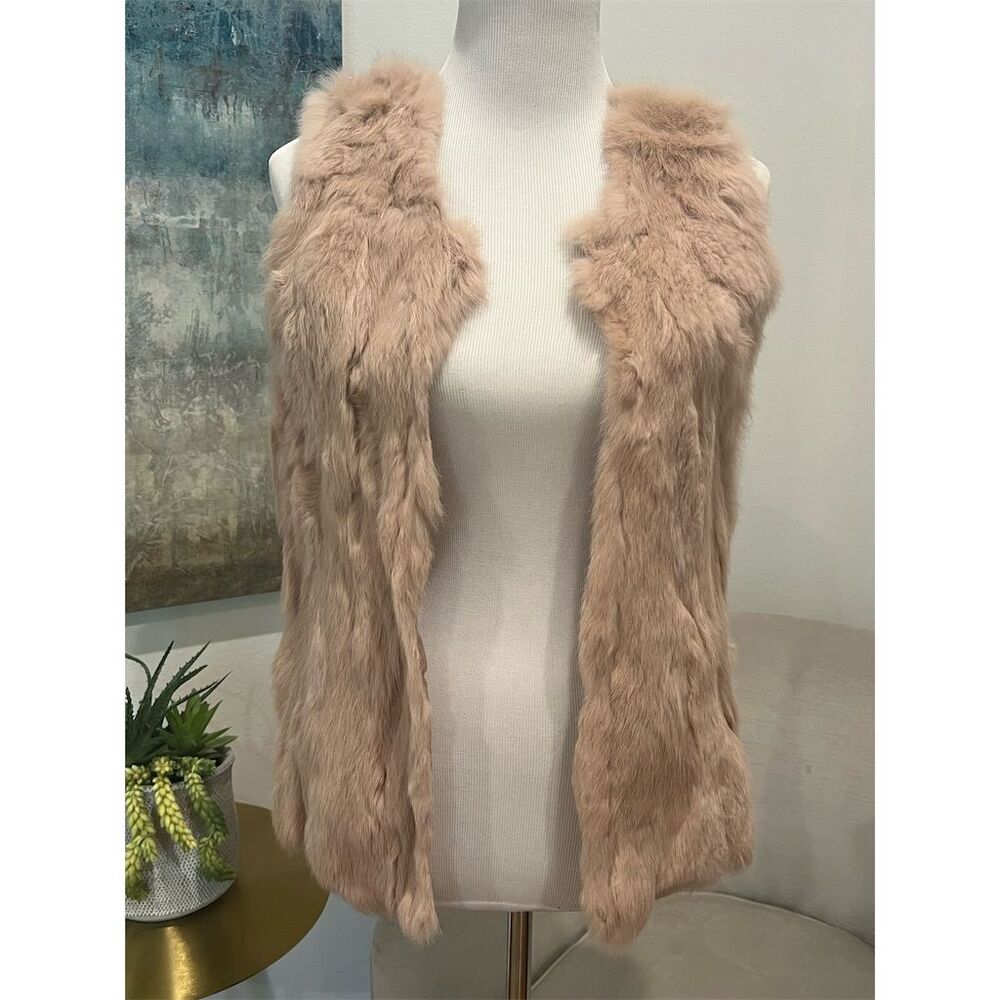 Women's Faux Fur Vest Blush Pink Size M Open Front